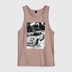 Майка мужская хлопок Mazda rx-7 авто, цвет: пыльно-розовый