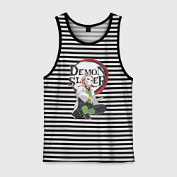 Майка мужская хлопок Клинок рассекающий демонов Сабито, цвет: черная тельняшка