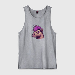 Майка мужская хлопок Панк капибара с ирокезом, цвет: меланж