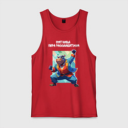 Майка мужская хлопок Офисный бегемот - пятница пора расслабиться, цвет: красный