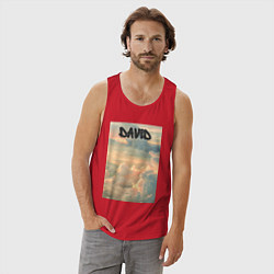 Майка мужская хлопок David облака, цвет: красный — фото 2