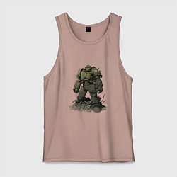 Майка мужская хлопок Воин в силовой броне защитной - Fallout, цвет: пыльно-розовый