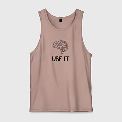 Майка мужская хлопок Use it brain, цвет: пыльно-розовый