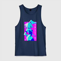 Майка мужская хлопок Девочка зайчик-самурай с катаной - sexy, цвет: тёмно-синий