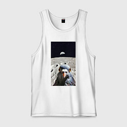 Майка мужская хлопок Голубь на луне делает селфи, цвет: белый