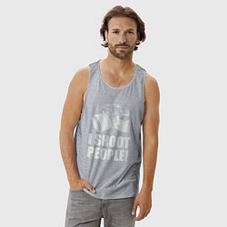 Майка мужская хлопок Я клацаю людей - Фотограф, цвет: меланж — фото 2