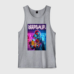 Майка мужская хлопок Cyber beersaur - neon glow, цвет: меланж