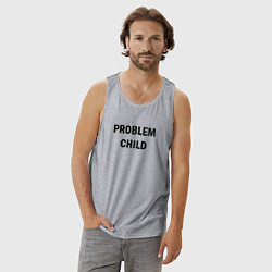 Майка мужская хлопок Problem child, цвет: меланж — фото 2