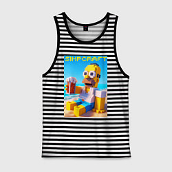 Майка мужская хлопок Minecraft and Simpsons collaboration - ai art, цвет: черная тельняшка