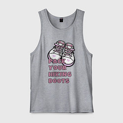 Майка мужская хлопок Pink boots, цвет: меланж