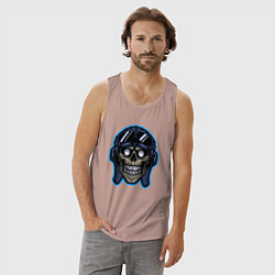 Майка мужская хлопок Авиатор череп, цвет: пыльно-розовый — фото 2