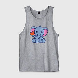 Майка мужская хлопок Слоник к сердечком, цвет: меланж