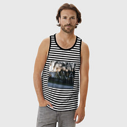 Майка мужская хлопок Имя Анна из капель дождя, цвет: черная тельняшка — фото 2