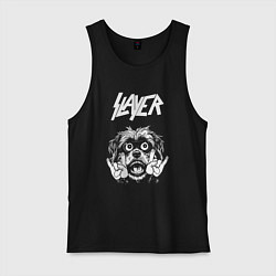 Майка мужская хлопок Slayer rock dog, цвет: черный