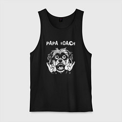 Майка мужская хлопок Papa Roach rock dog, цвет: черный