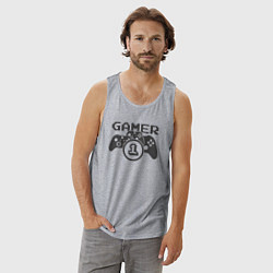 Майка мужская хлопок Геймер номер один, цвет: меланж — фото 2
