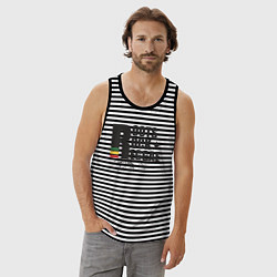 Майка мужская хлопок Корни рок регги, цвет: черная тельняшка — фото 2