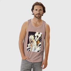 Майка мужская хлопок Ван-Пис Луффи джойбой, цвет: пыльно-розовый — фото 2