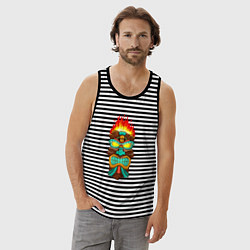 Майка мужская хлопок Огненный тотем, цвет: черная тельняшка — фото 2