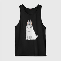 Майка мужская хлопок Кролик жует траву, цвет: черный