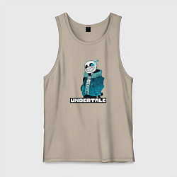 Майка мужская хлопок Андертайл Санс горящий глаз, цвет: миндальный