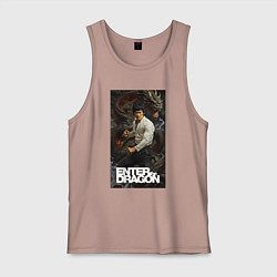 Майка мужская хлопок Брюс Ли - выход дракона, цвет: пыльно-розовый