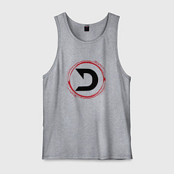 Майка мужская хлопок Символ Deadlock и красная краска вокруг, цвет: меланж