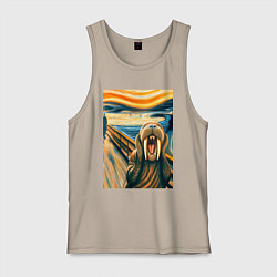 Майка мужская хлопок Морж кричит на картине Эдварда Мунка - мем искусст, цвет: миндальный