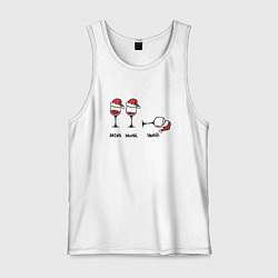 Майка мужская хлопок Drink drank drunk - New Year, цвет: белый