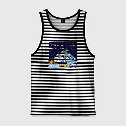 Майка мужская хлопок Космическая дорога в горах, цвет: черная тельняшка