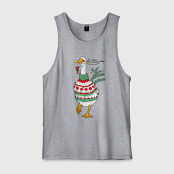 Майка мужская хлопок Гусь новогодний с ножом, цвет: меланж