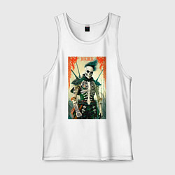 Майка мужская хлопок Готический скелет - хэллоуин, цвет: белый