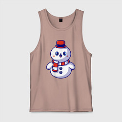 Майка мужская хлопок Милый снеговик, цвет: пыльно-розовый