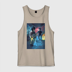 Майка мужская хлопок Дандадан: Момо Аясэ, цвет: миндальный