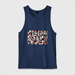 Майка мужская хлопок Black and red abstraction on a white background, цвет: тёмно-синий