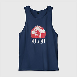 Майка мужская хлопок Miami ocean drive, цвет: тёмно-синий