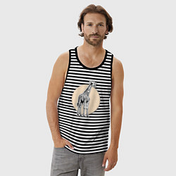 Майка мужская хлопок Круг жираф, цвет: черная тельняшка — фото 2