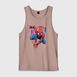 Майка мужская хлопок Крутой Человек-паук, цвет: пыльно-розовый