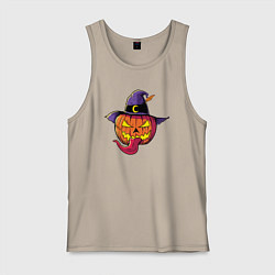 Майка мужская хлопок Тыква с языком, цвет: миндальный