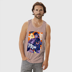 Майка мужская хлопок Аясэ Кэн Такакура, цвет: пыльно-розовый — фото 2