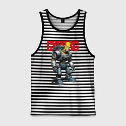 Майка мужская хлопок Cyborg Homer Simpson - ai art fantasy, цвет: черная тельняшка