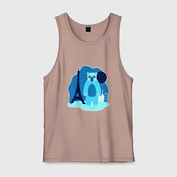 Майка мужская хлопок Медведь в Париже, цвет: пыльно-розовый