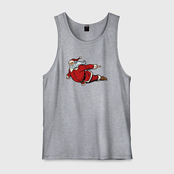 Майка мужская хлопок Летящий Санта Клаус, цвет: меланж