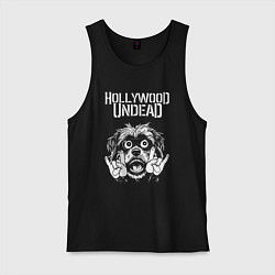 Майка мужская хлопок Hollywood Undead rock dog, цвет: черный