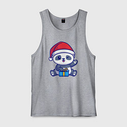 Майка мужская хлопок Новогодняя панда, цвет: меланж