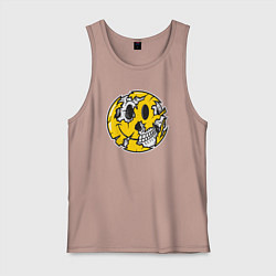 Майка мужская хлопок Smile skull, цвет: пыльно-розовый