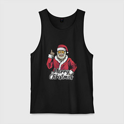 Майка мужская хлопок Christmas Santa, цвет: черный