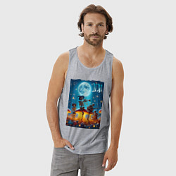 Майка мужская хлопок Musical quartet Neon mushrooms, цвет: меланж — фото 2