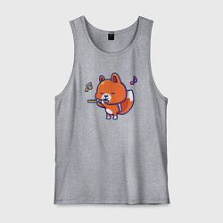 Майка мужская хлопок Лисичка с флейтой, цвет: меланж