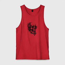 Майка мужская хлопок Череп с кленовыми листьями, цвет: красный